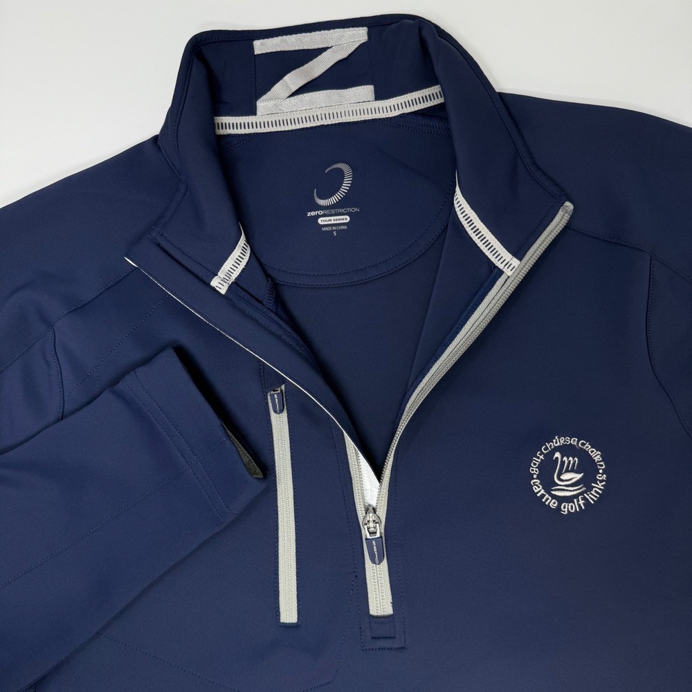 Zero Restriction Tour Series Mens Navy Blue Quarter Zip Golf Pullover Small